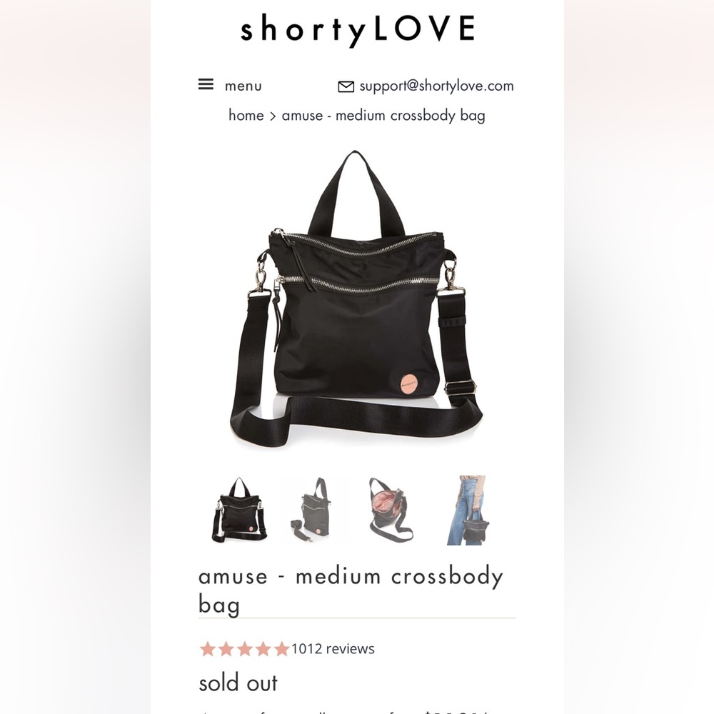 ShortyLOVE amuse - medium crossbody bag in black. SOLD OUT ON WEBSITE
